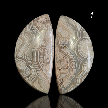 Natural Crazy Lace Agate Cabochon Pairs - 1) 23Ct, approx. 23x12mm each
